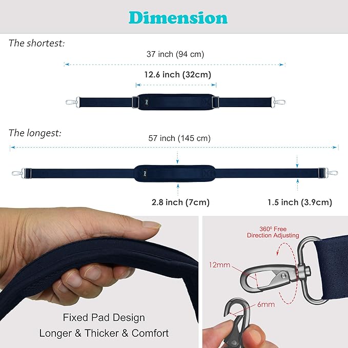 ZINZ Bag Shoulder Strap, Padded Adjustable Shoulder Strap Replacement