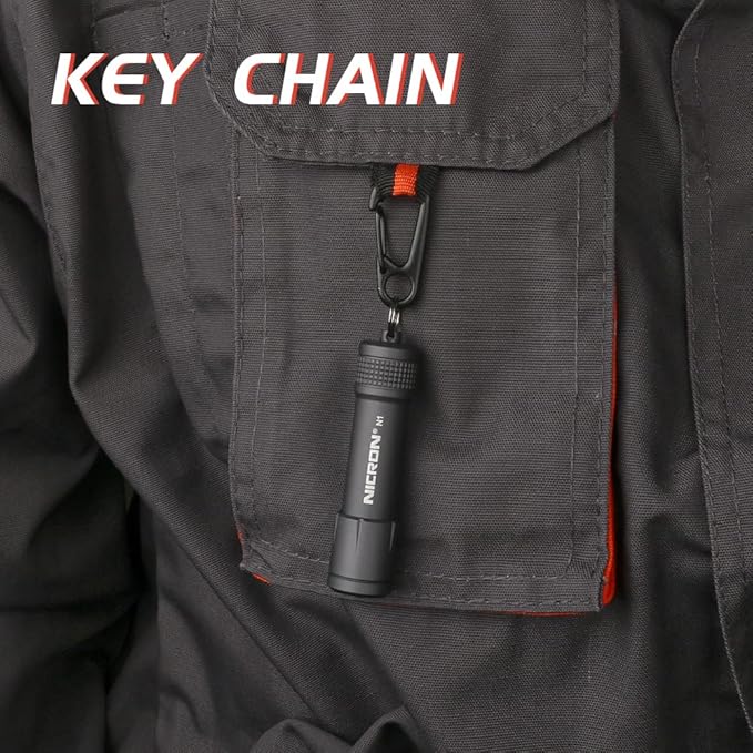 NICRON EDC Keychain Flashlight N1 Mini LED Light with AAA Battery, Portable Mini Light IPX7 Waterproof Build for Outdoor Camping etc (Grey)