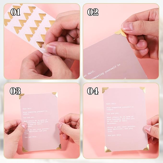 240 Pieces Photo Corner Stickers, Photo Corners for Scrapbooking Self-Adhesive Mounting Corners Photos Album Corner Protectors for DIY Scrapbook Album Journal