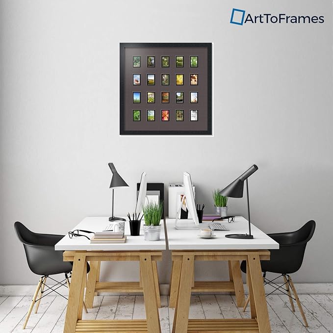 Art to Frames Double-Multimat-398-119/89-FRBW26079 Collage Photo Frame Double Mat with 20-2x3 Openings and Satin Black Frame