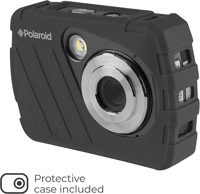 Polaroid IS048 Digital Camera - Small Lightweight Waterproof Instant Sharing 16 MP Digital Portable Handheld Action Camera (Black)