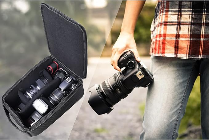 Roomy Camera Protective Bag Insert Waterproof Lens Pouch Shockproof DSLR SLR Carrying Case with Thicken Partition Padded Liner for Sony Canon Nikon Camera Flash Light & Accessories