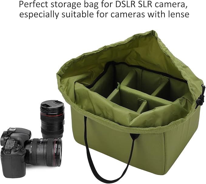 Hilitand Protective Flexible Padded Storage Bag, Removable Partition Camera Inserts Padded Bag Pouch with Adjustable Dividers Shockproof for Mirrorless Cameras, Lenses, Flash