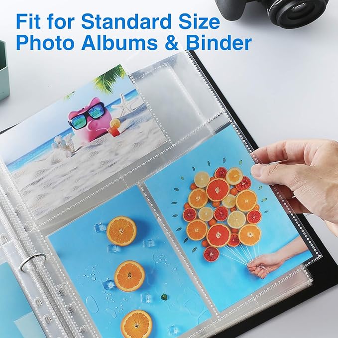 Sooez 30 Pack 4x6 Photo Sleeves for 3 Ring Binder (180 Pictures), Heavy Duty Plastic Album Refill Pages, Clear Archival Sheets