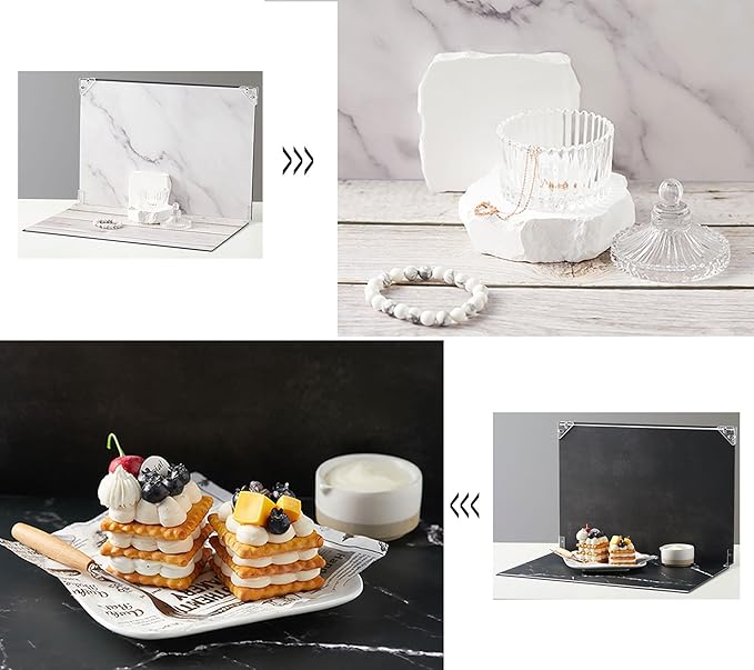 8Pcs 16Patterns Table Top Small Food Background Kit Makeup Product Shooting Backdrop Photo Backdrop Board Product Photography for Mini Items Photography and Video Recording(Small Size 16.5x11.7in)