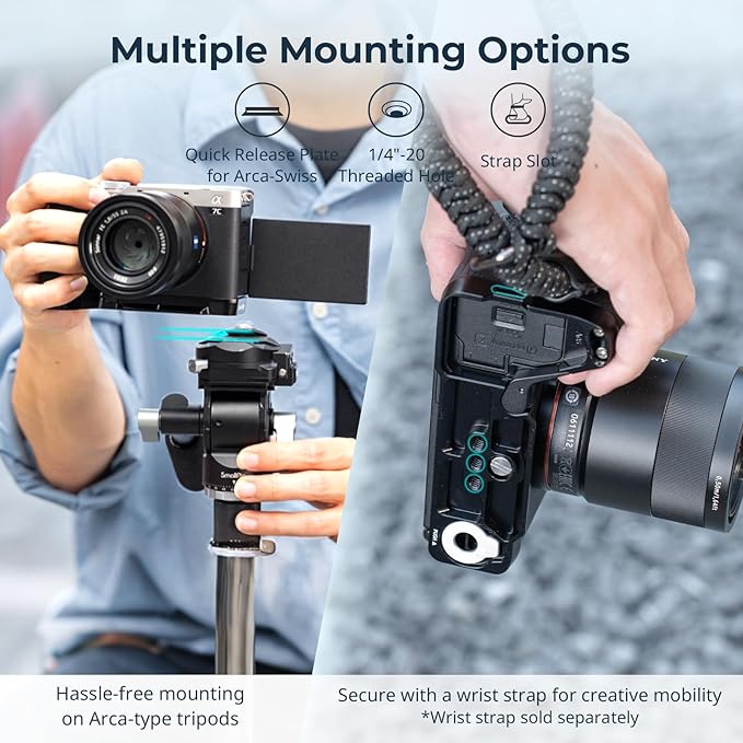 SmallRig A7C II / A7CR Handgrip L-Shape Grip for Sony Alpha 7C II/Alpha 7CR, Quick Release Plate for Arca, Lightweight Silicone Side Handle, for Quickly Switch on Tripods/Handheld Shooting - 4797
