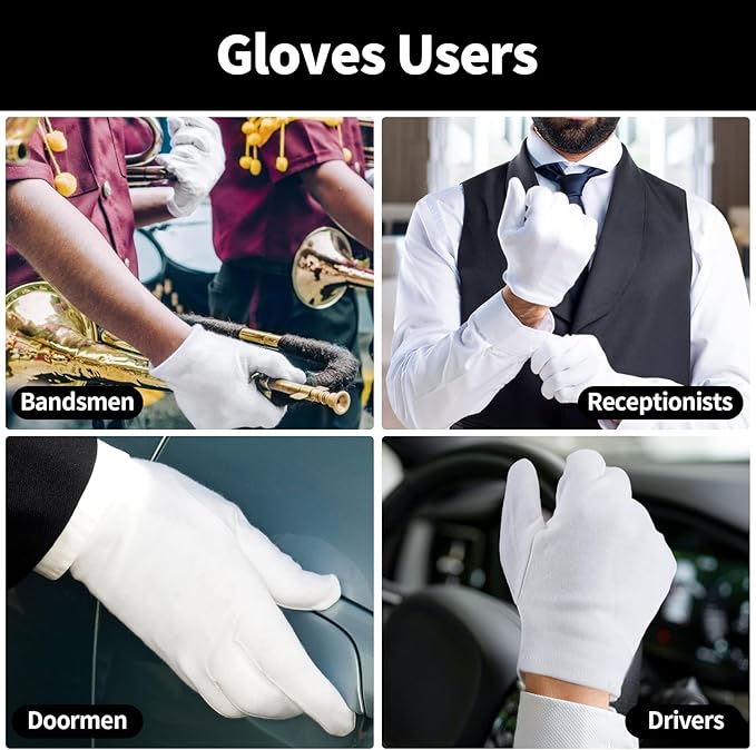 ENPOINT Touch Screen Gloves - 5 Pairs Small White Cotton Gloves for Art Handling, Coin Handling, Jewelry, Photography, Dry Hands Sleeping, with Pack of 20 Touch Screen Stickers