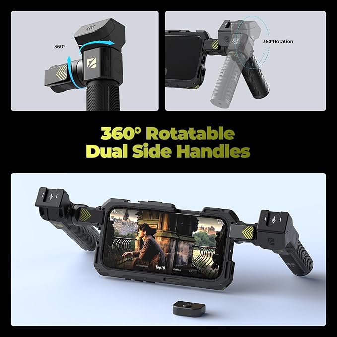 Freewell Genius Rig Cage for iPhone 17 Pro Max - Tool-Free Setup, Multifunctional Tripod and Monopod Handles, Bluetooth Remote