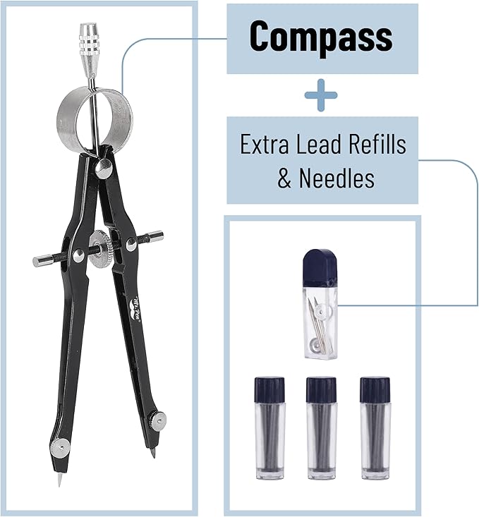 Mr. Pen- Professional Compass with Lock, Black, Compass for Geometry, Drafting Compass, Precision Compass Math