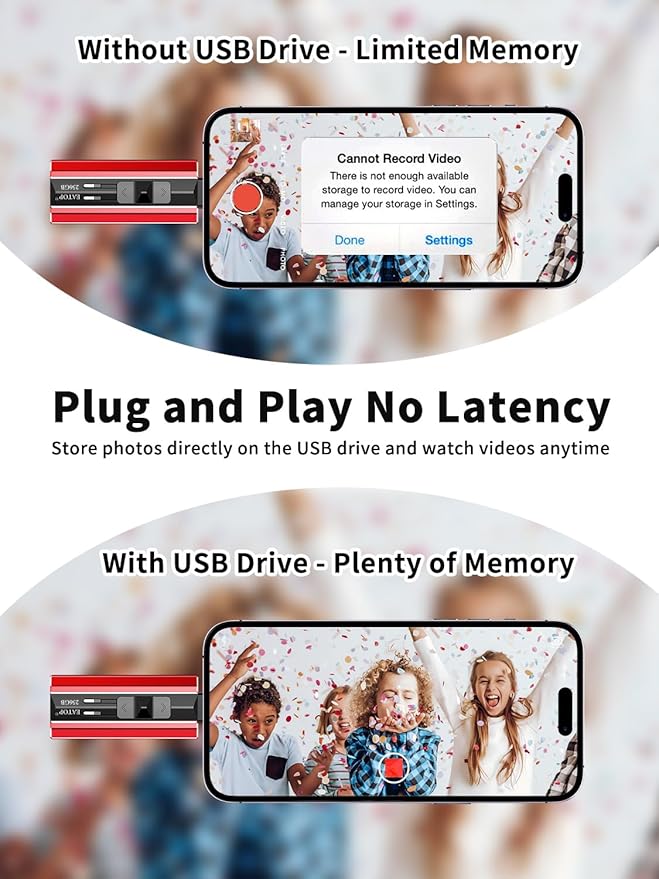 EATOP 256GB Flash Drive Intended for Phone Tablet Androidphone and Computers, 4 in 1 Photo Stick for Phone Memory Storage Easily Backup Photos Videos, Plug and Play, No App Required (Red)