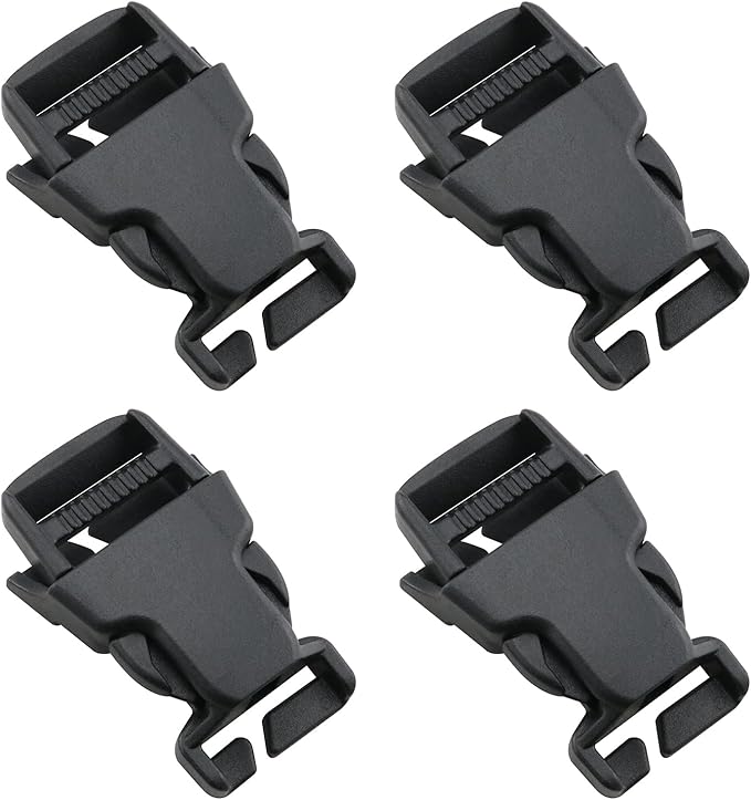 ZZLZX4PCS Plastic Quick Release Side Opening Buckle 1-inch/2.5cm Military Green for Outdoor Backpack Straps Tactical Vests Assault Packs and Emergency Webbing Adjustment Buckles