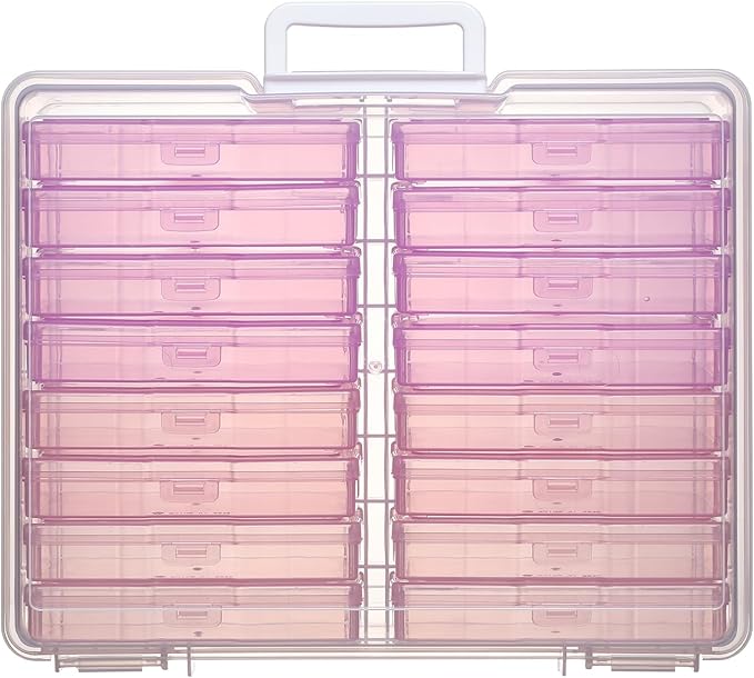 Party Club of America 4""x6"" Photo Storage Box with Handle photo and craft keeper storage box 16 Inner photo case Large Gradient, Pink Series