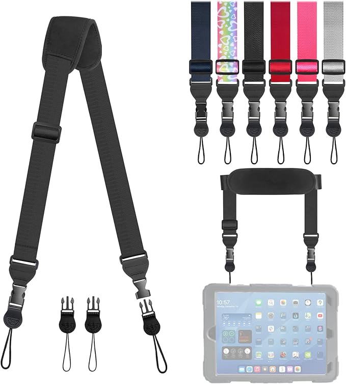 Universal Shoulder Strap, Removable Neoprene Padded Camera Strap, Adjustable Neck Lanyard for iPad, Binocular, Tablet Case, Camera, Luggage Bag (Black Universal Shoulder Strap)