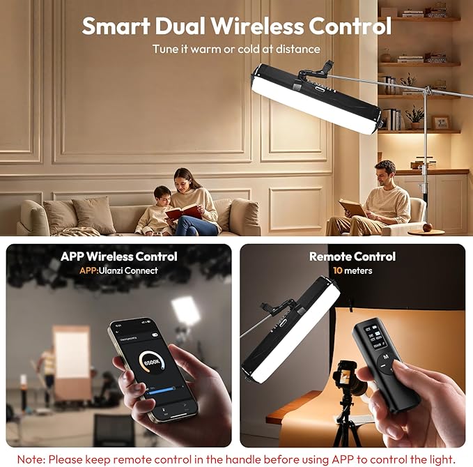 Ulanzi AL120 120W Bi Color Inflatable Tube LED Video Light with Remote, 2700K-6500K CRI96, 10 Effects, Portable Soft Box Light for Photography/Video/Live Stream/YouTube