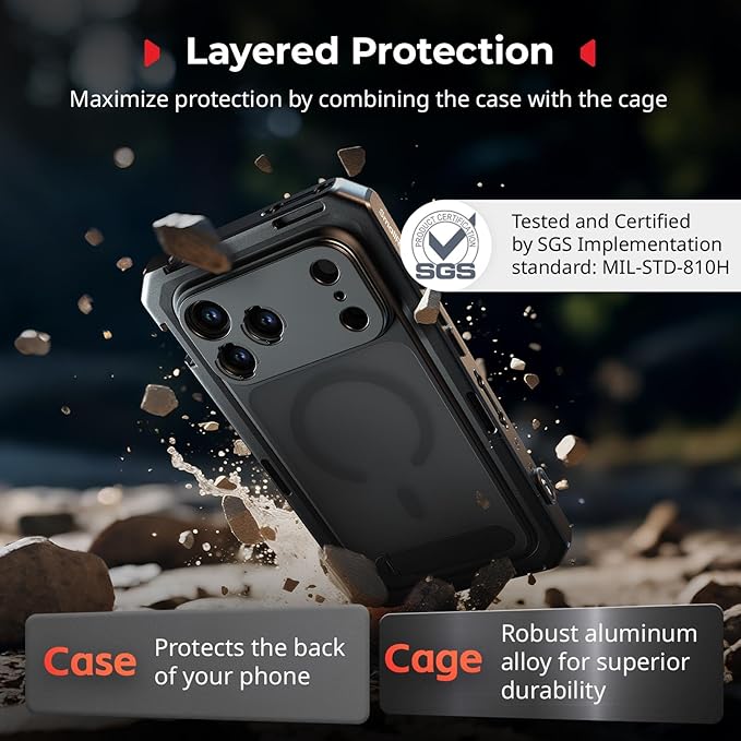 SmallRig Phone Video Cage Dual Handheld Kit for iPhone 17 Pro, Phone Rig with Wireless Quick Release Side Handle, 17mm T-Mount & Lens Backplate for Video Recording/YouTube/Live Streaming/Vlog - 5540