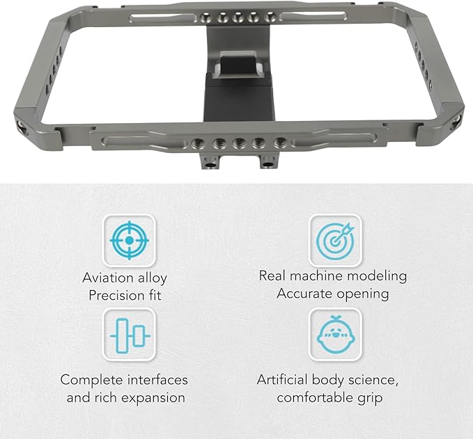 Smartphone Video Rig Camera Cage, Handheld Phone Video Stabilizer with Adjustable Bracket and Multi Mounts for Vlogging, Fill Light Microphone Support, Aluminum Alloy Stabilizer Ri
