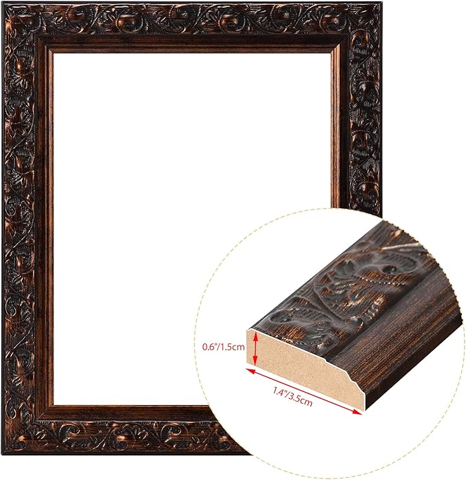 Edenseelake 8x10 Picture Frame Set of 2, Vintage Photo Frame with Retro Carved Pattern for Tabletop or Wall Decoration, Brown