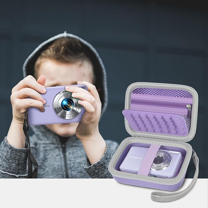 Digital Camera Case for CAMKORY/for Kodak Pixpro/for VAHOIALD/for Sony DSCW800 830/ for Canon PowerShot 180 190. Kids Vlogging Cameras Storage Holder for Accessories (Box Only)-Purple