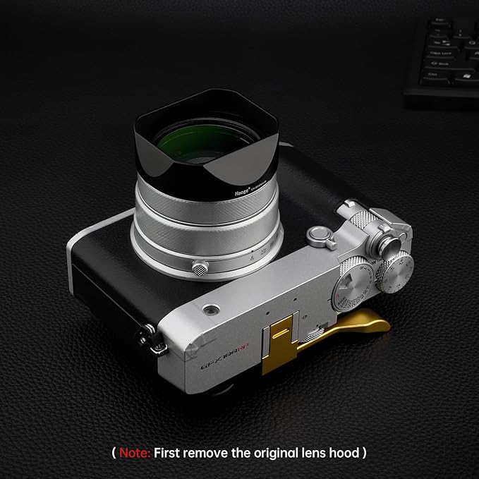 Haoge Square Metal Lens Hood for Fujifilm GFX100RF Camera Accessories Bayonet Black LH-GFXRF-IIB+Cap-GFXRF-II