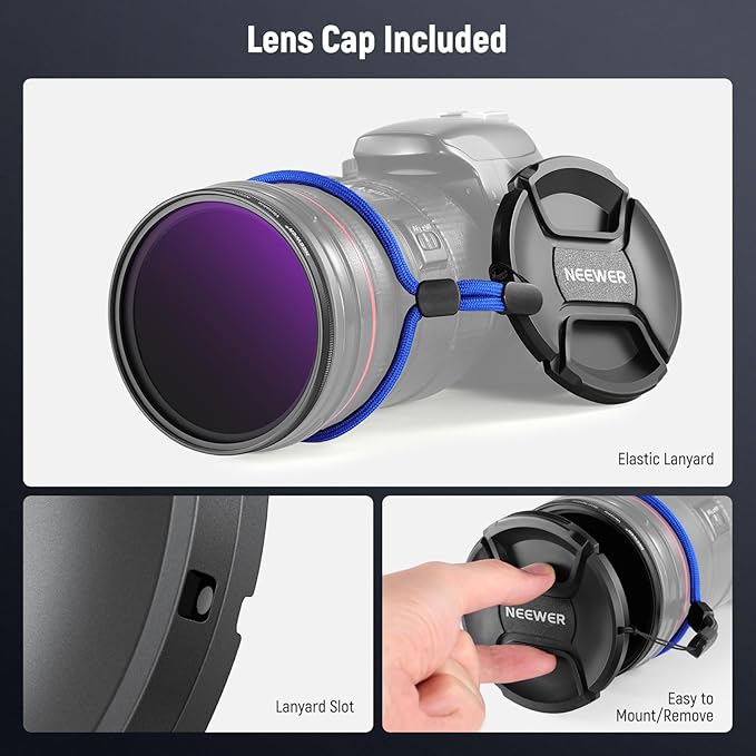 NEEWER 67mm ND2-400 (1-9 Stops) Variable ND Filter with Lens Cap, Lanyard, Cleaning Cloth, Precise Neutral Density Adjustment, Fingerprint & Scratch Resistant Multicoated Optical Glass