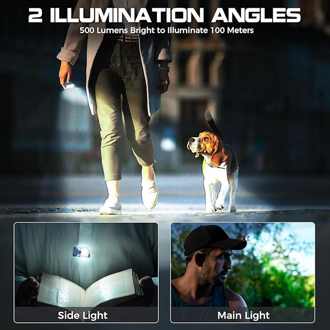 Rechargeable EDC Clip Flashlight, 10 Lighting Modes 2 Illumination Angles, USB C Charging Mini Flashlight Magnetic for Home, Christmas Gift, Walk, Emergency, Night Working, 4 Pack, Green