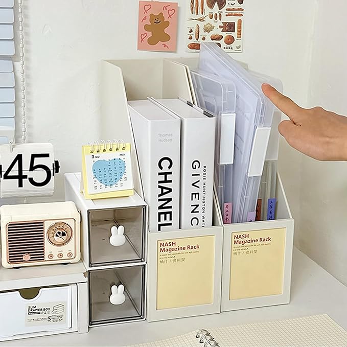 LonlyEagle 12 Pcs Clear A4 File Portable Project Case, Plastic Storage Box for 8.5" x 11" Letter Paper, Scrapbook Paper Storage Boxes Documents Magazines Holder
