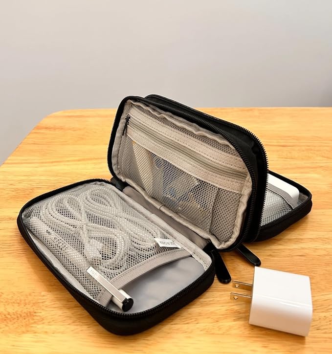 Travel Tech Carrying Pouch - Portable Electronics Organizer Travel Case, Portable Tech Organizer, All-in-One Storage Bag for Charging Cable (Small, Black, Small)