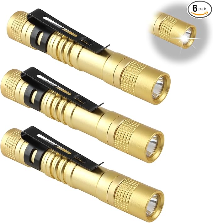 Mini Flashlight, AAA Small Pen Light with Clip, Portable 500lm Pocket Pen Flashlight for Inspection Repair Outdoor Emergency (3 Pack, Yellow, 3.5")