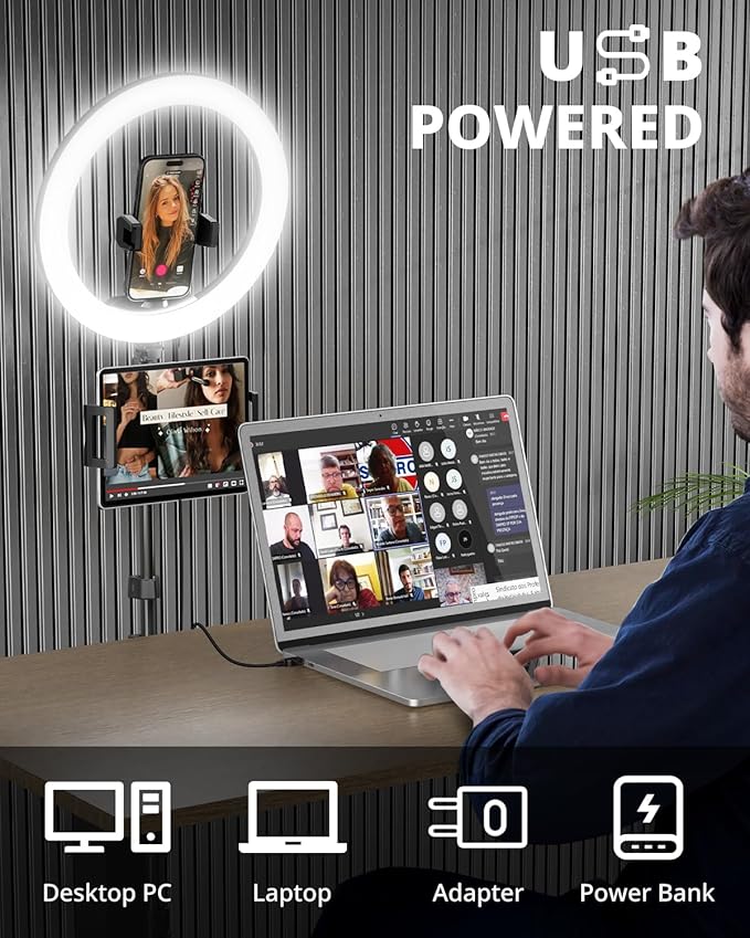UBeesize 12" Ring Light with 74" Extendable Tripod Stand & iPad, Phone Holder, LED Circle Light with Phone,Tablet Holder for Video Recording, Photography, Live Stream, Makeup, Webcam, TikTok, YouTube