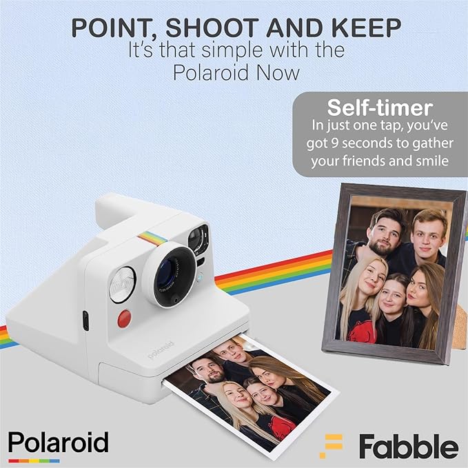 Polaroid Now+ Generation 3 I-Type Instant Film Camera (White) Bundle with Polaroid Color I-Type Film (8 Exposures), Hard Protective Case and USB-C 6 ft. Cable