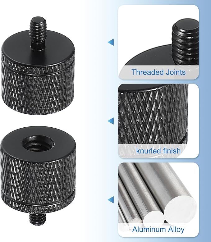 PATIKIL Tripod Screw Adapter 1/4" Female to M4 Male, 2 Pcs Tripod Nut Connectors Camera Mount Screw Camera Double Head Converter for Microphone Holder Magic Arms Accessories, 20 mm