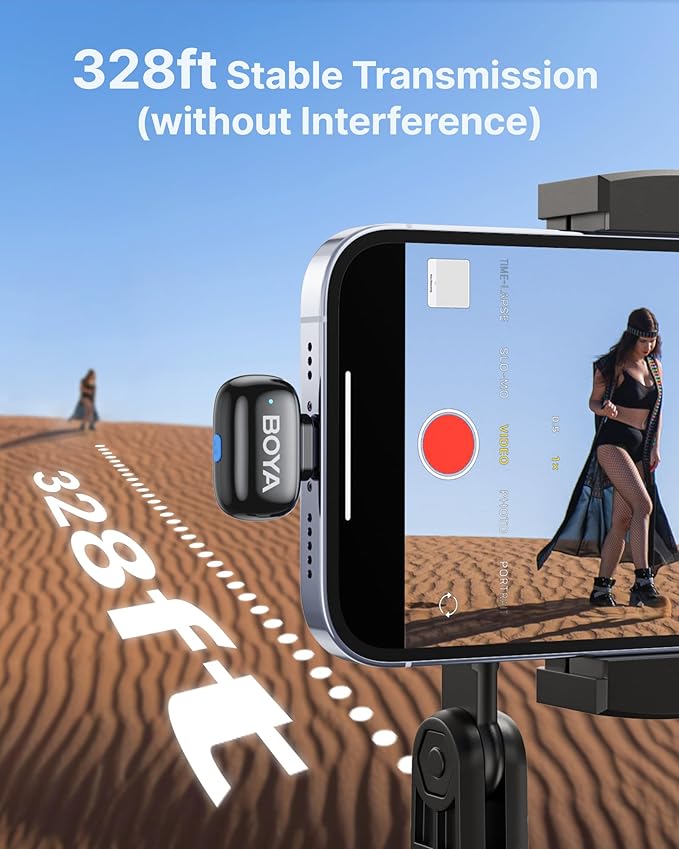 BOYA mini 2 Wireless Microphone for iPhone with MFi Certified, AI Noise Cancellation, App Control, 48k Hz/24 Bit, 30H Battery Life with Charging Case,Lapel Microphone Wireless for Video Recording Vlog