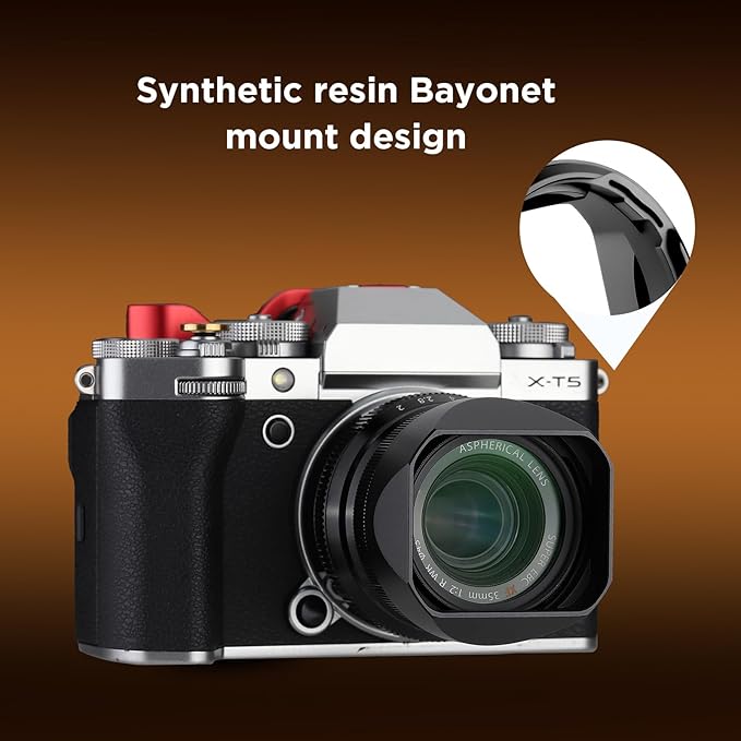 Haoge Lens Hood Metal Square Bayonet for Fujifilm XF35mmF2 R WR, XF23mmF2 R WR XC 35mm F2, Fuji 35mm F2, 23mm F2 Lens Hood, with Metal Front Cap, Replaces Fujifilm LH-XF35-2 LH XF35 2 Hood Shade