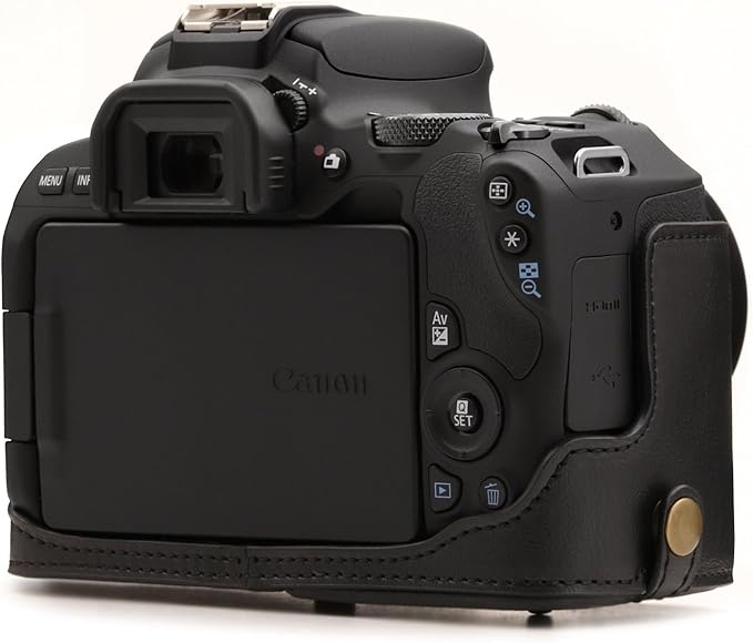 MegaGear Leather Camera Case Compatible with Canon EOS Rebel SL3, Kiss X10, Rebel SL2, Kiss X9 18-55mm Lens