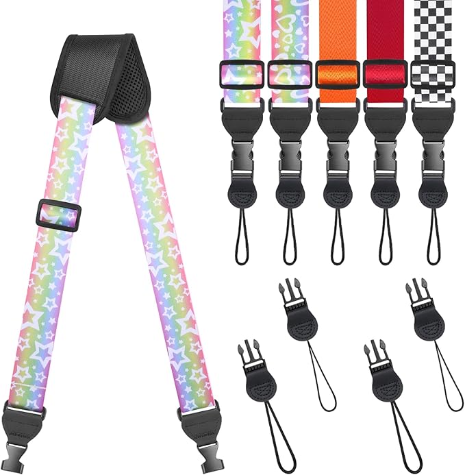 Universal Shoulder Strap, Sandwich Mesh Padded Neck Lanyard, Replacement Comfortable Bag Strap for Camera, Cellphone Tablet,iPad, Laptop, Luggage Bag, Binocular(Rainbow Stars)
