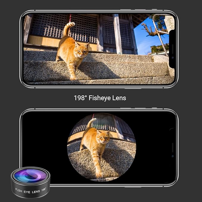MIAO LAB 5 in 1 Phone Camera Lens Kit -0.63X Wide Angle Lens & 15X Macro Lens+190°Fisheye Lens/CPL + 2X Telephoto Lens Compatible with iPhone Samsung Sony and Most of Smartphone