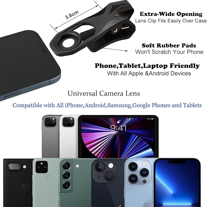75mm Macro Lens for iPhone 16 15 14 13 Pro Max Samsung Moto TCL Android Phone,Detail Camera Lens with Clip,Close-up Pictures