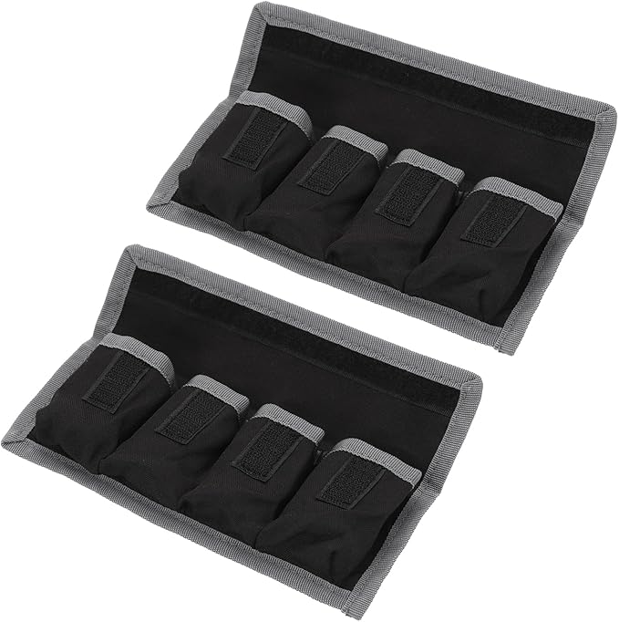 PATIKIL Camera Battery Pouch Cases, 4 Pocket Nylon DSLR Battery Case Holder Storage Bag for AAA, LP-E6, LP-E8, NP-FW50, EN-EL14, EN-EL15 Batteries (Gray)