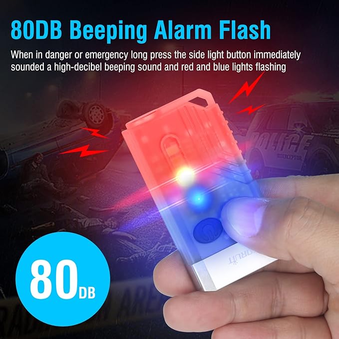 BORUIT V10 LED Small Powerful EDC Flashlight with 365nm UV Red Green Blue Light,Super Bright USB C Rechargeable Powered Mini Pocket Keychain Flash Light-14 Modes,Tail Magnet,Beeping Sound