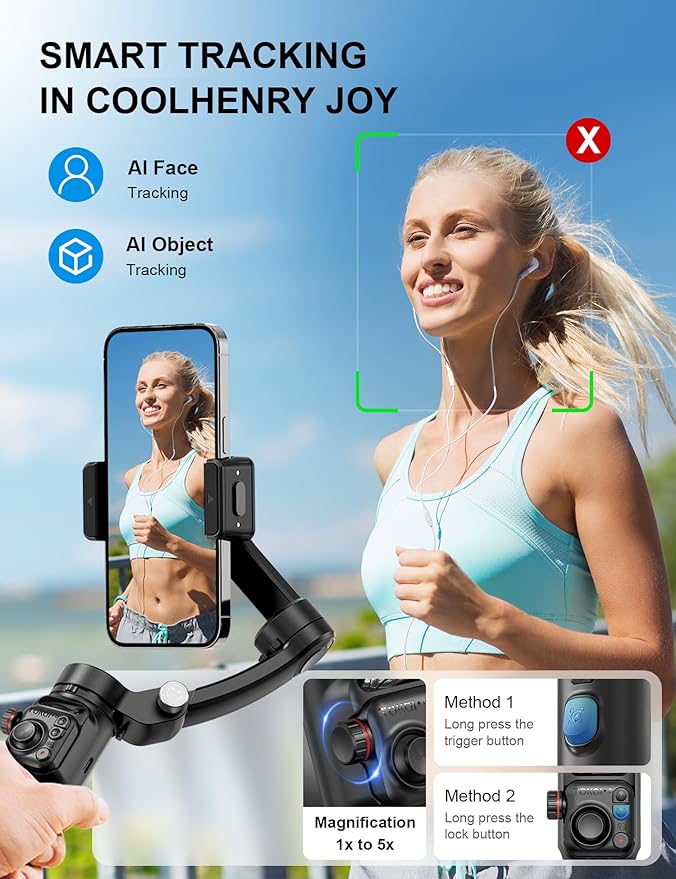 Gimbal Stabilizer for iPhone Phone Stabilizer with Detachable Remote Control, 3-Axis Phone Gimbal for Android & iPhone 16 15 Pro Max, Portable Foldable Ideal for Travel Vlogging