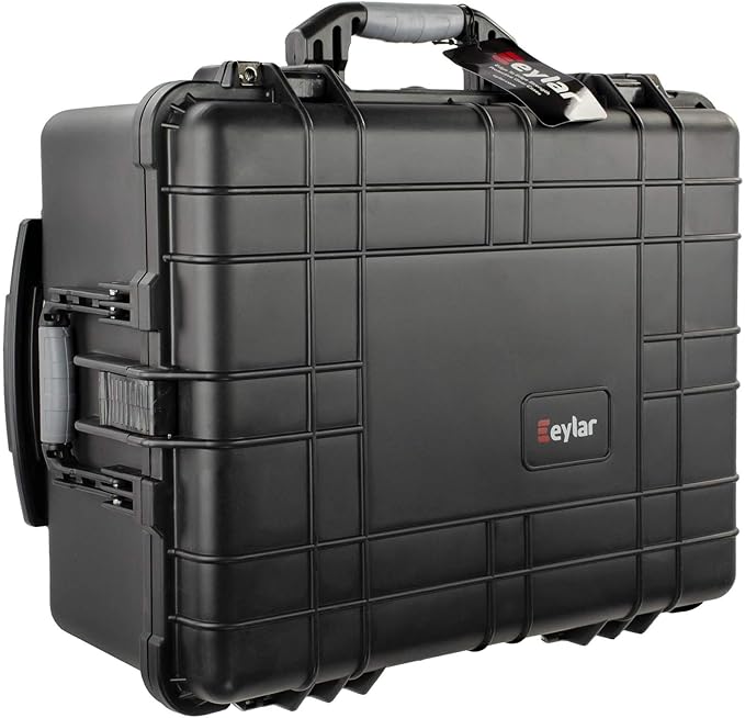 Eylar Medium 24" Protective Roller Camera Hard Case for Cameras, Drones, Tools, and AV Equipment with IP67 Waterproof, Shock Resistant, and Customizable Foam Inserts (Black)
