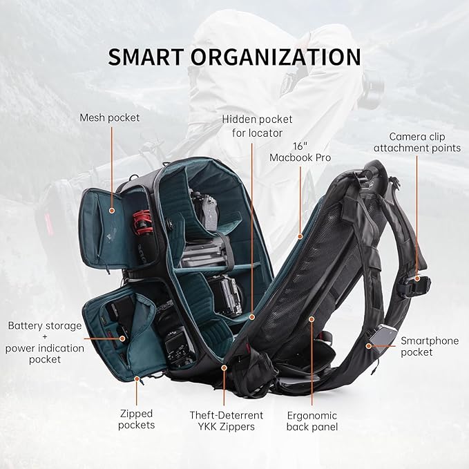 PGYTECH OneMo 2 35L-45L Camera Backpack with Shoulder Bag for 17" Laptop, Waterproof DSLR Camera Pack for Canon/Nikon/Sony, Extra Large Photography Bag, Drone Backpack for DJI Mini 3 Pro/Mavic 3/ FPV