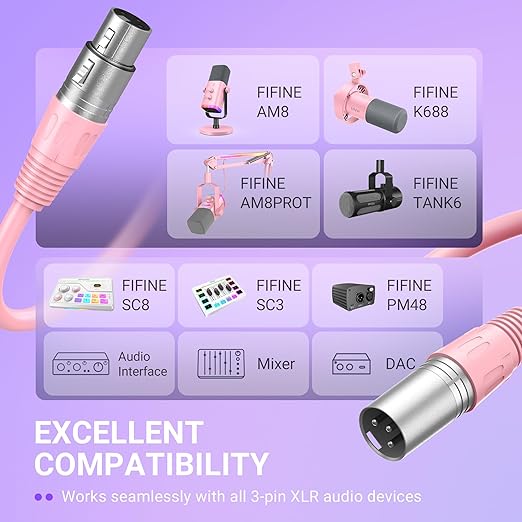 FIFINE XLR Microphone Cable, Male to Female 5.9ft Short XLR Microphone Cord for Studio Recording, Compatible with AM8P,K688P for Podcast Streaming-L9CP