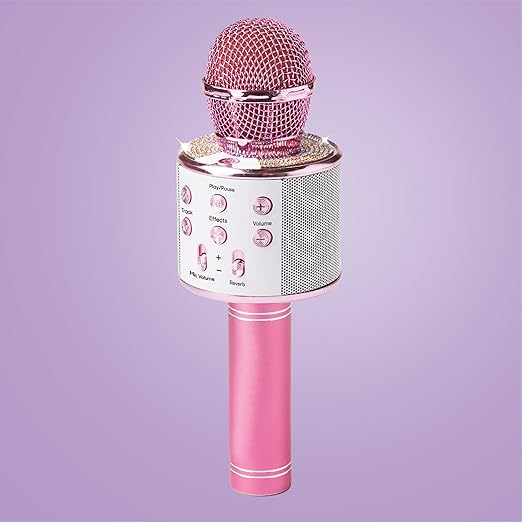 Claire's Bluetooth Karaoke Microphone for Kids, Wireless Mic with Voice Effects, Echo, USB-C Charging, Volume Controls & TF Card Slot, Portable & Durable Toy for Singing, Parties & Gifts, Ages 6+