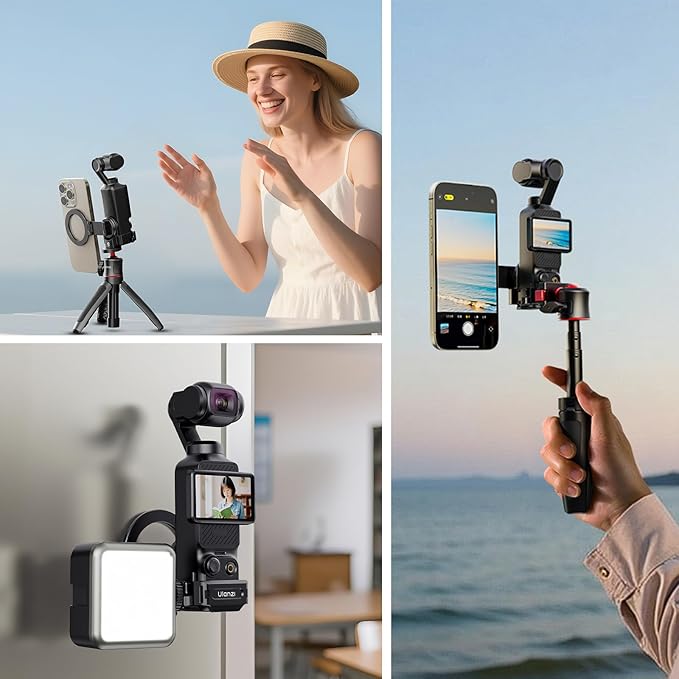 ULANZI PM01 Magnetic Mount Stand Compatible with DJI OSMO Pocket 3, Aluminium Expansion Camera Holder with Cold Shoe and 1/4'' Mount,181/270/360° Adjustment Magnetic Adapter Pocket 3 Xtra Accessories