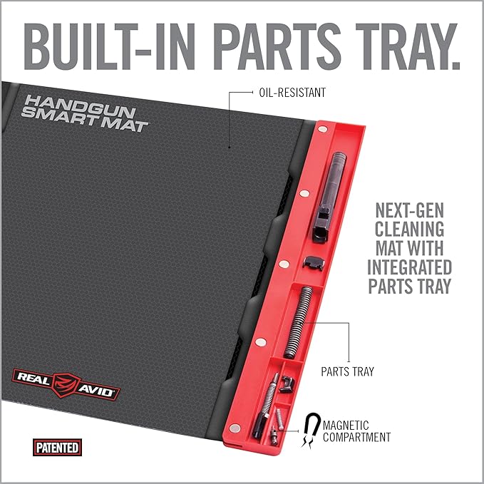 Real Avid Handgun Cleaning Kit | Includes Gun Cleaning Mat 19x16 with Magnetic Parts Tray & Gun Cleaning Supplies for 22, 357, 38, 380, 9mm, 40, 41, 44, 45 Caliber Pistols (Choose Style Below)