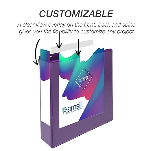 Samsill Durable 2 inch 3 Ring Binder, Made in USA, D Ring Binder, FSC 100% Recycled Chipboard, Purple, 4 Pack