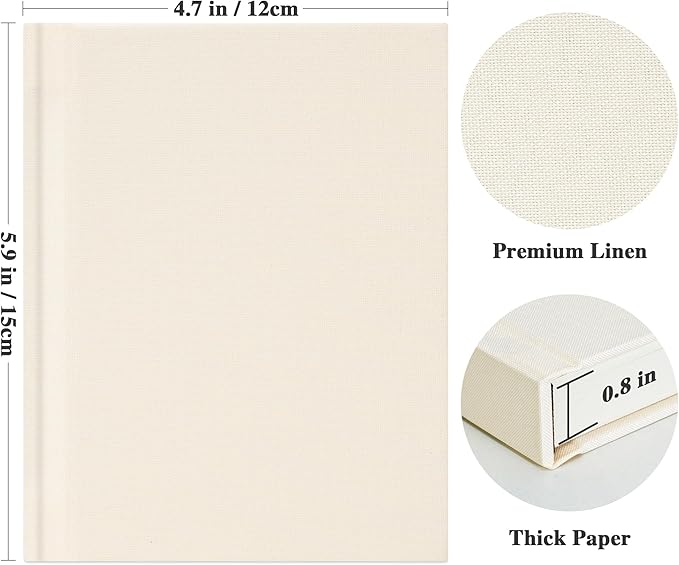 Vienrose Polaroid Photo Album with Writing Space – 2x3 Photo Album for Instax Mini & Polaroid Go, 26 Pockets Wedding Travel Scrapbook, Small Linen Album for Instant Photos, Beige