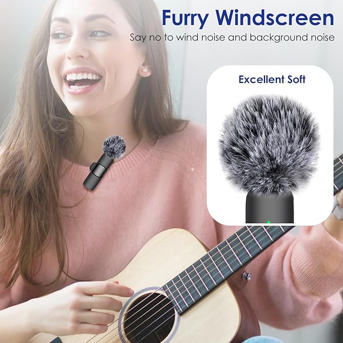 Mini Wireless Furry Windscreen & Foam Cover Set for Lavalier Microphone, Wind Muff Foam Mic Cover with Clip to Reduce Plosive and Better Highlight the Vocals, Washable and Windproof Wind Screen(8 Pcs)