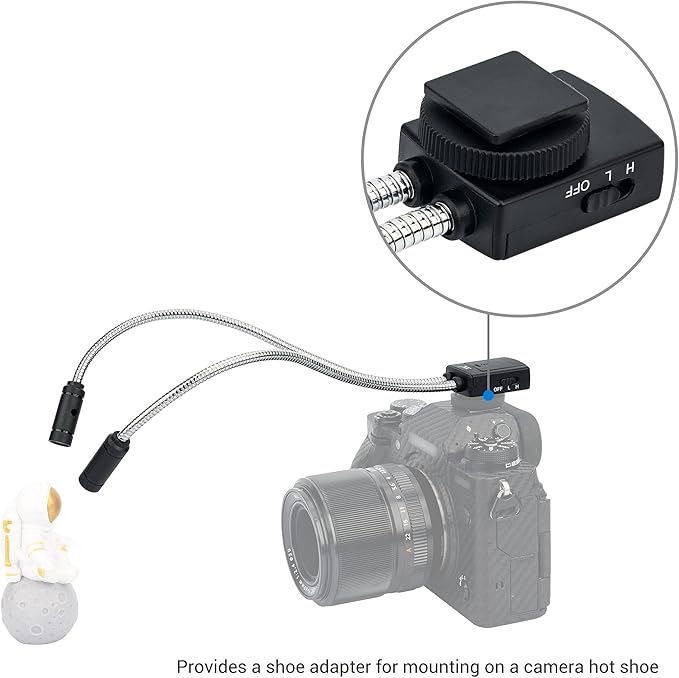 JJC Ultra-Adjustable LED Macro Arm Light for Insect Plant Jewelry Food Shooting, 5 Brightness CRI 95+ Macro Photography Lighting with Shoe Mount for Canon Nikon Sony DSLR Cameras